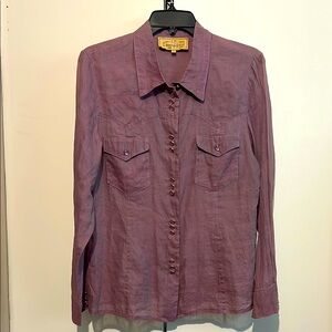 Double D Ranchwear super thin gauze cotton blend Purple pearlized buttons Shirt